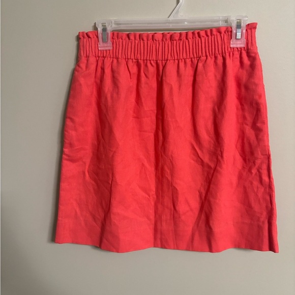 J. Crew Factory Linen-Cotton Blend City Skirt New Size 2 /XS Coral Elastic Waist - Picture 2 of 8
